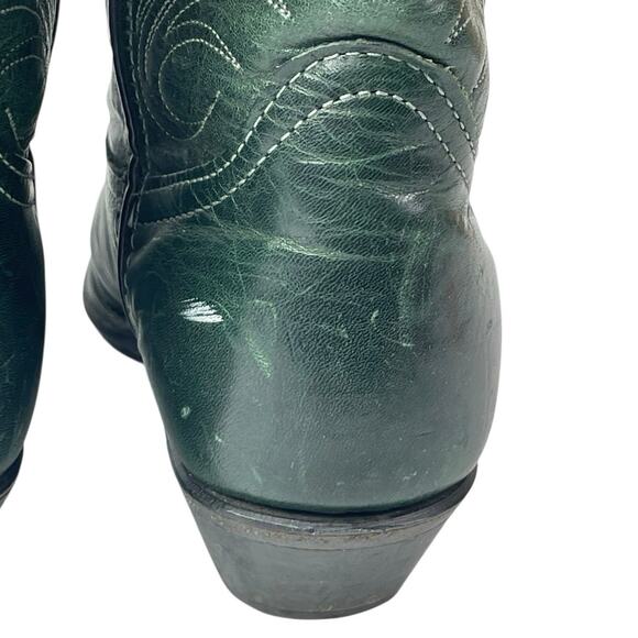 Vintage Code West Green Leather Pointed Toe Mid Calf Western Cowboy Boots Sz 5.5 - Picture 5 of 9